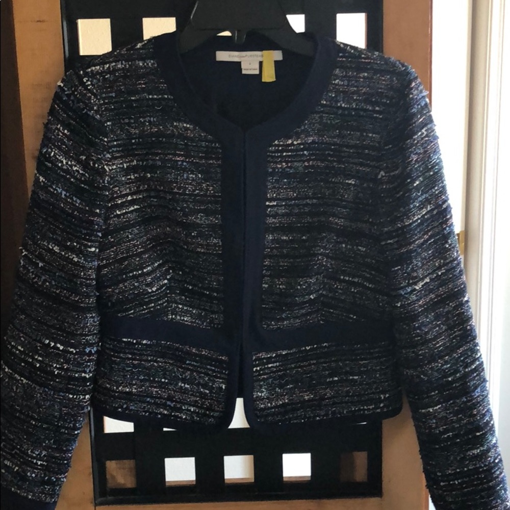 Diane Von Furstenberg Crop Tweed Blazer.